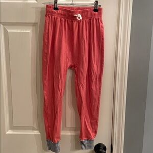 Tea Collection Coral Sweatpants with Striped Cuffs
